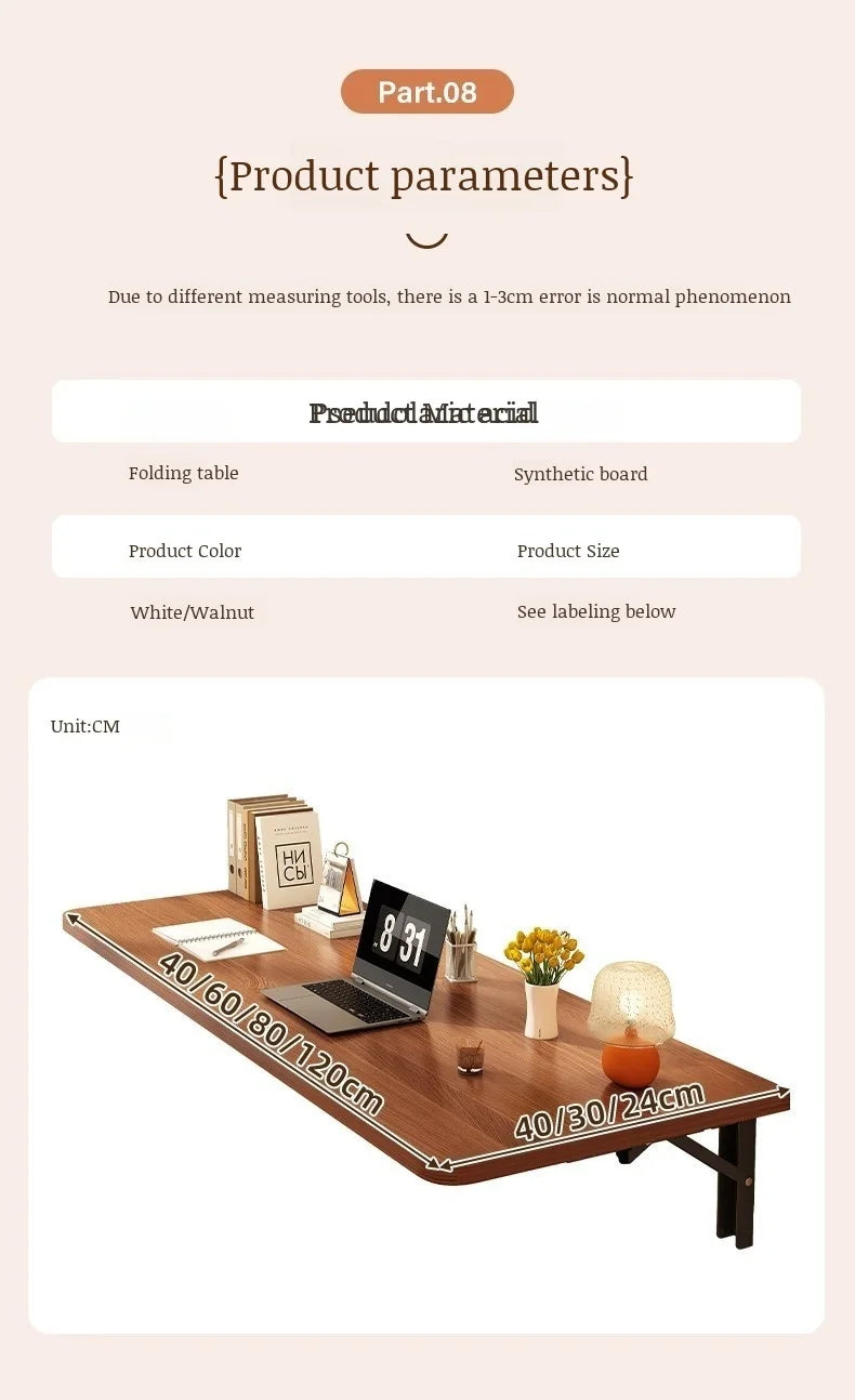 Household Wall Mounted Foldable Desk Waterproof and Anti Fouling Panel Multi Functional Suspended Wall Table