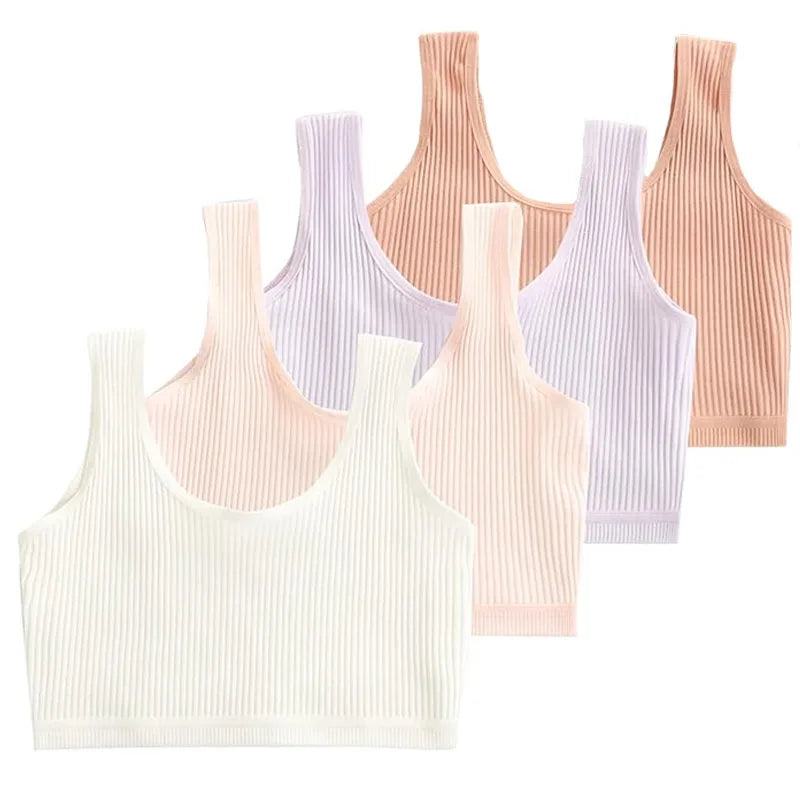 Cotton Girls Panties And Bras Sets Teenage Girls Cotton Training Bra Panty Set Solid Kids Sports Bra Briefs Underwear