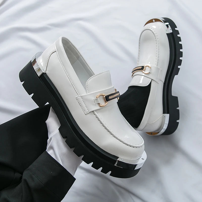 Men's thick soled shoes Luxury fashion designer styles Work Trend Nightclub casual party shoes Height increasing leather shoes