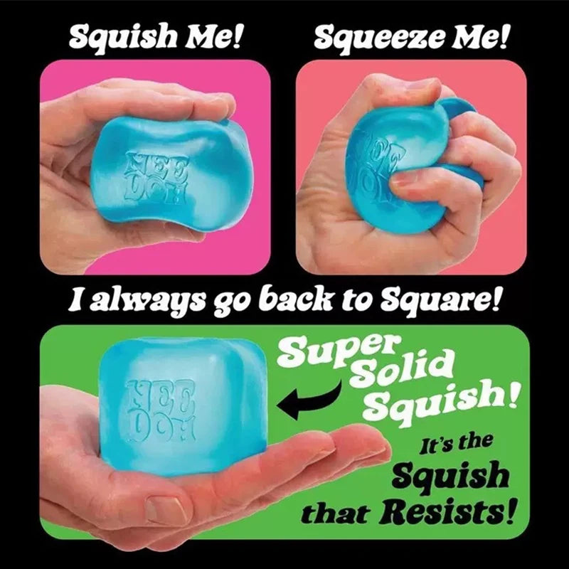 Needoh Nice Cube Antistress Sensoriale, Giocattolo per Ansia e Concentrazione, Cubo Sensoriale da Scrivania per Adulti e Bambini