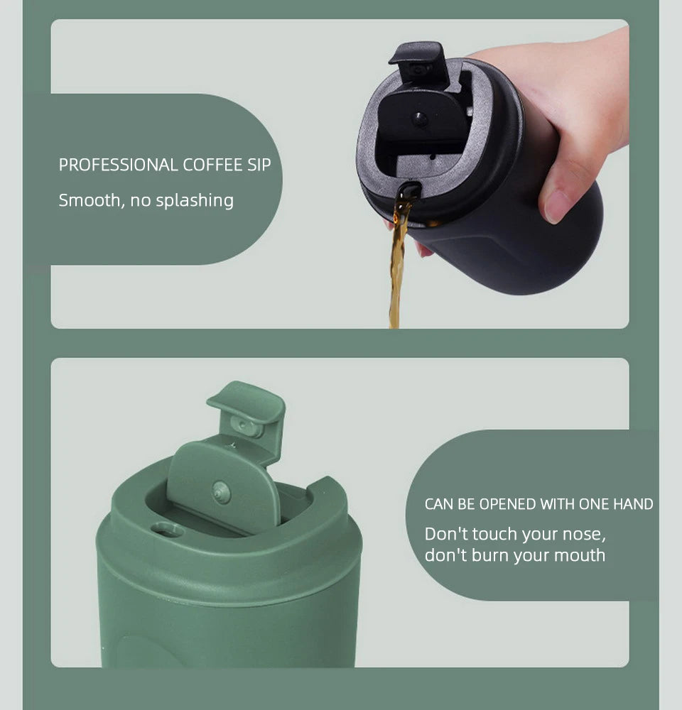 Insulated Water Bottle Thermal Coffee Travel Mug Tumbler Cup Stainless Steel Vacuum Insulated Thermos Flasks Leakproof Drinkware
