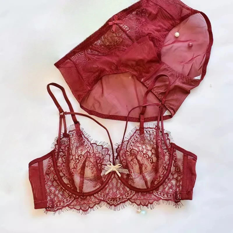 Lingerie Sexy Dentelle Ensemble, Ultra Fin Style Français, Bonnet Confort Anti Affaissement, Respirant Tailleur Confortable pour
