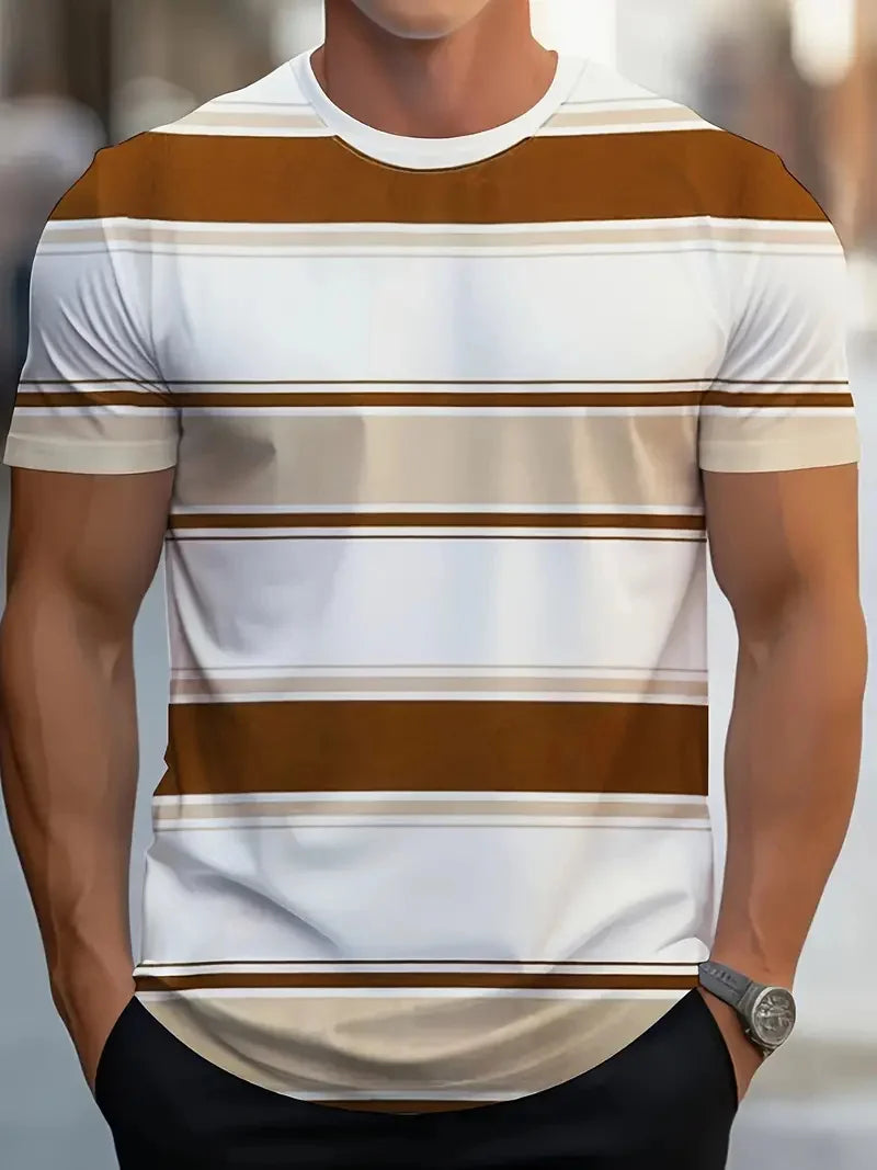 Fashionable casual men's solid color letter print pattern casual loose street fitness high quality versatile men's T-shirt