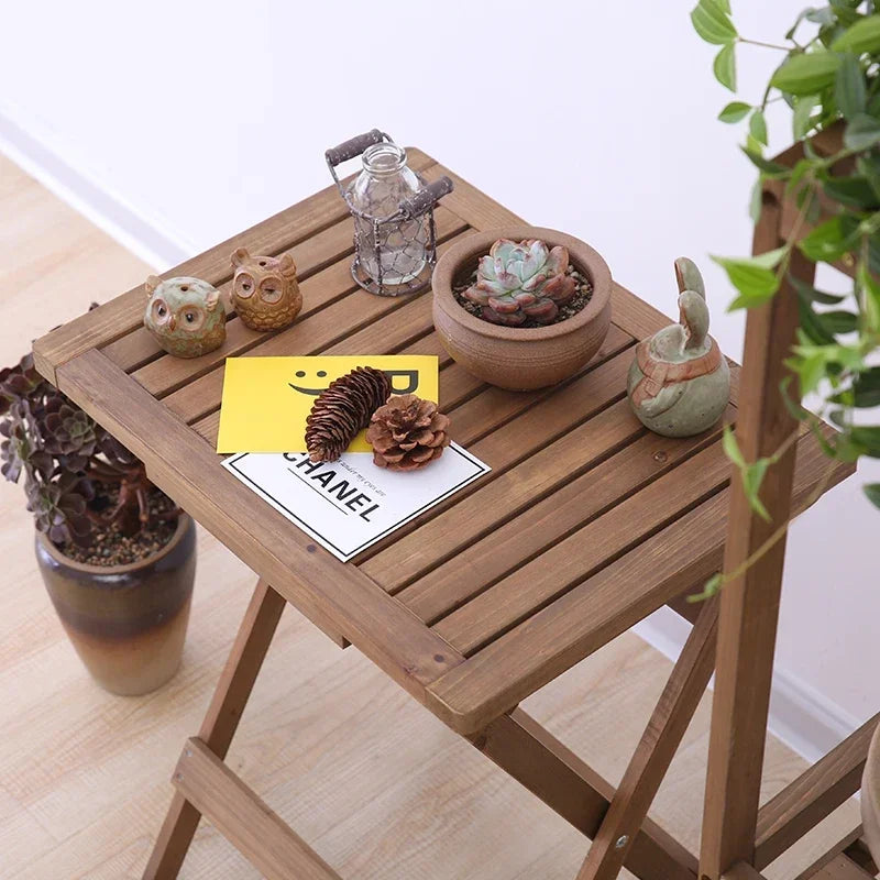 Solid Wood Folding Tea Table Minimalist Design for Home Or Outdoor Use with Smooth Rounded Corners And Premium Hardware