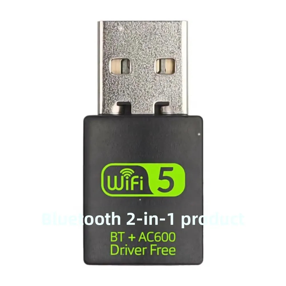600Mbps Bluetooth 5.0 2 in1 Dongle Bluetooth USB2.0 Wifi Network Adapter Dual Band Free Driver Wireless Network Card Home Office