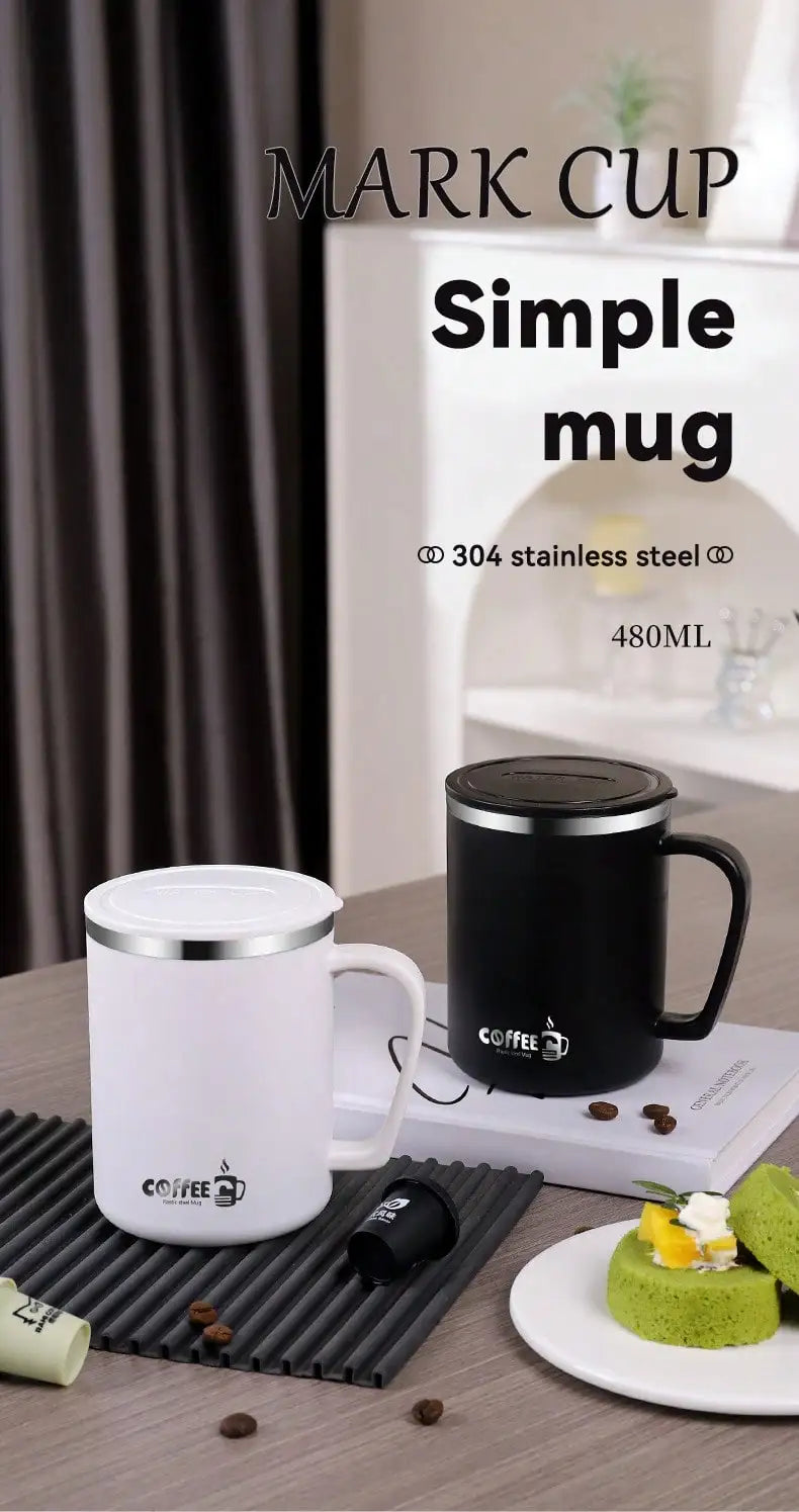 Portable Thermal Mug 304 Stainless Steel Double Wall Insulated Drinking Cup With Handle Anti Scald Sealed Tea Milk Coffee Cup
