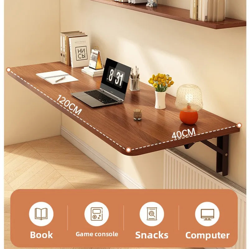 Wall Mounted Folding Table, Space Saving Fold Down Desk with Sturdy Metal Frame Home Office Study Writing Table Furniture