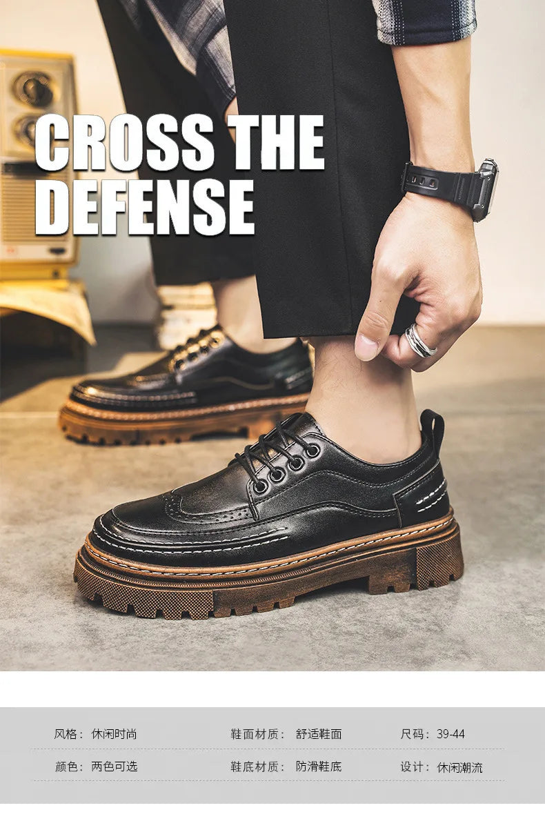 Shoes for Men Fashion High Quality Leather Men Shoes Business Light Luxury High-end Retro Tooling Men's Shoes Zapatillas Hombre