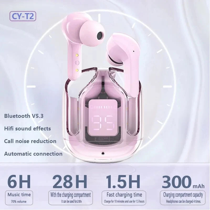 Wireless Bluetooth Headset Transparent Design with LED Digital Display Stereo Sound TWS Earphone for Sports Working-Air BT30