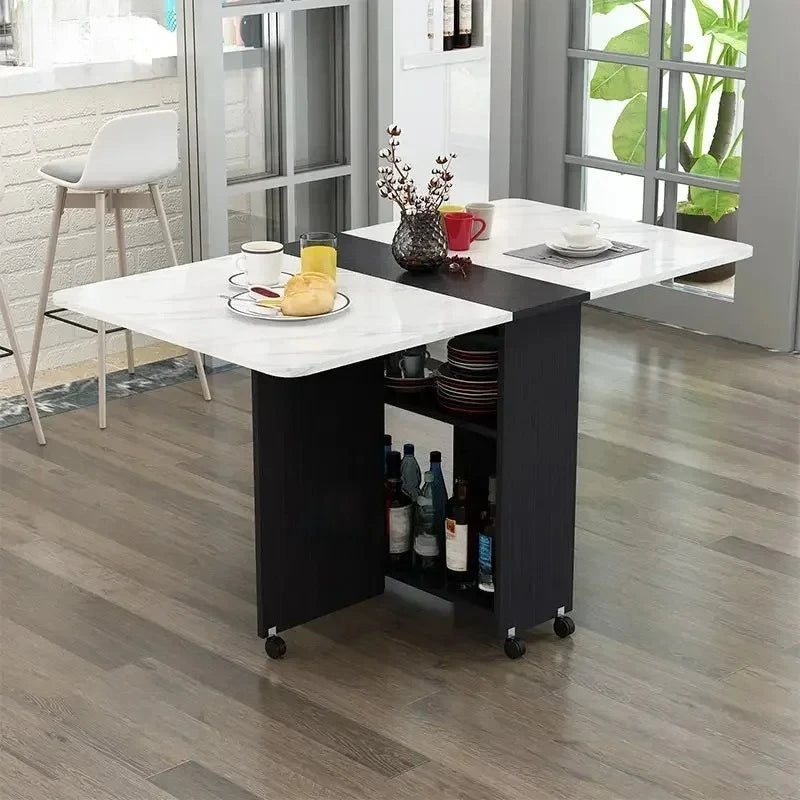 Folding Dining Table for Home Use, Small Apartment, Simple Multi-Functional Mobile Rectangular Dining Table