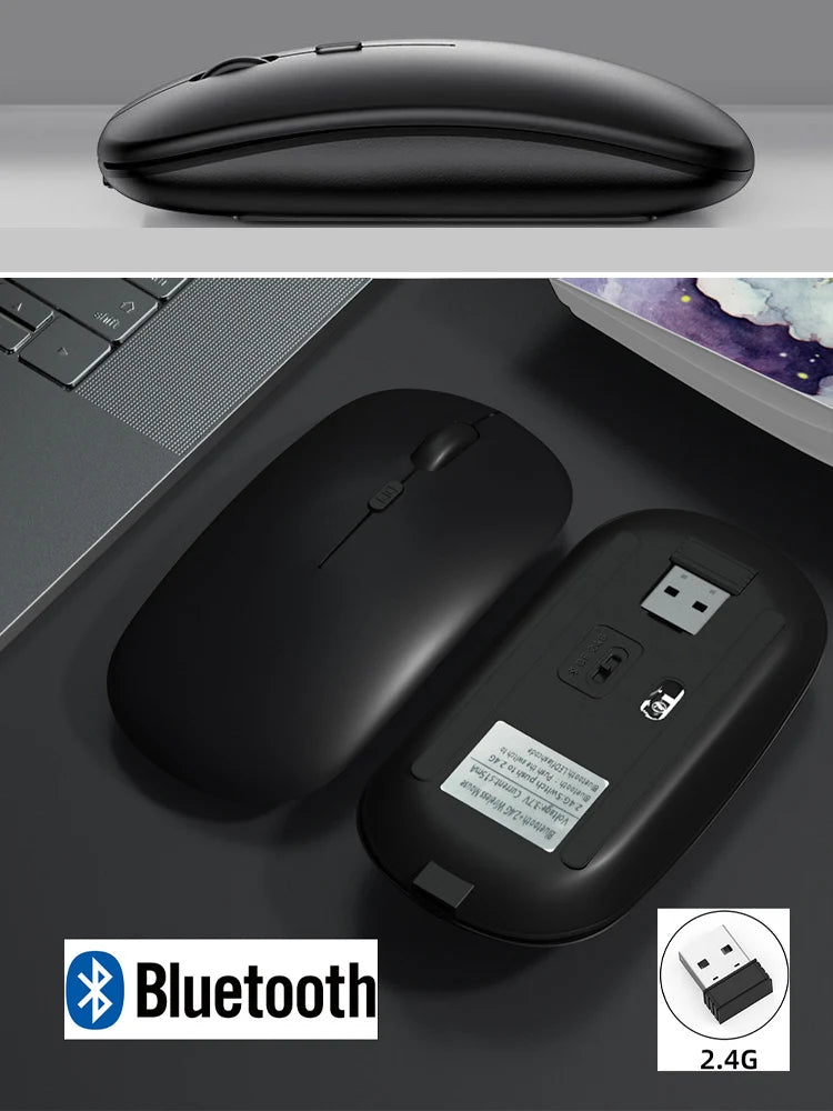 Wireless Bluetooth Mouse 2.4GHz Dual Modes RGB Rechargable Quiet Slim Wireless Mice Compatible For PC iPad Laptop PC Computer
