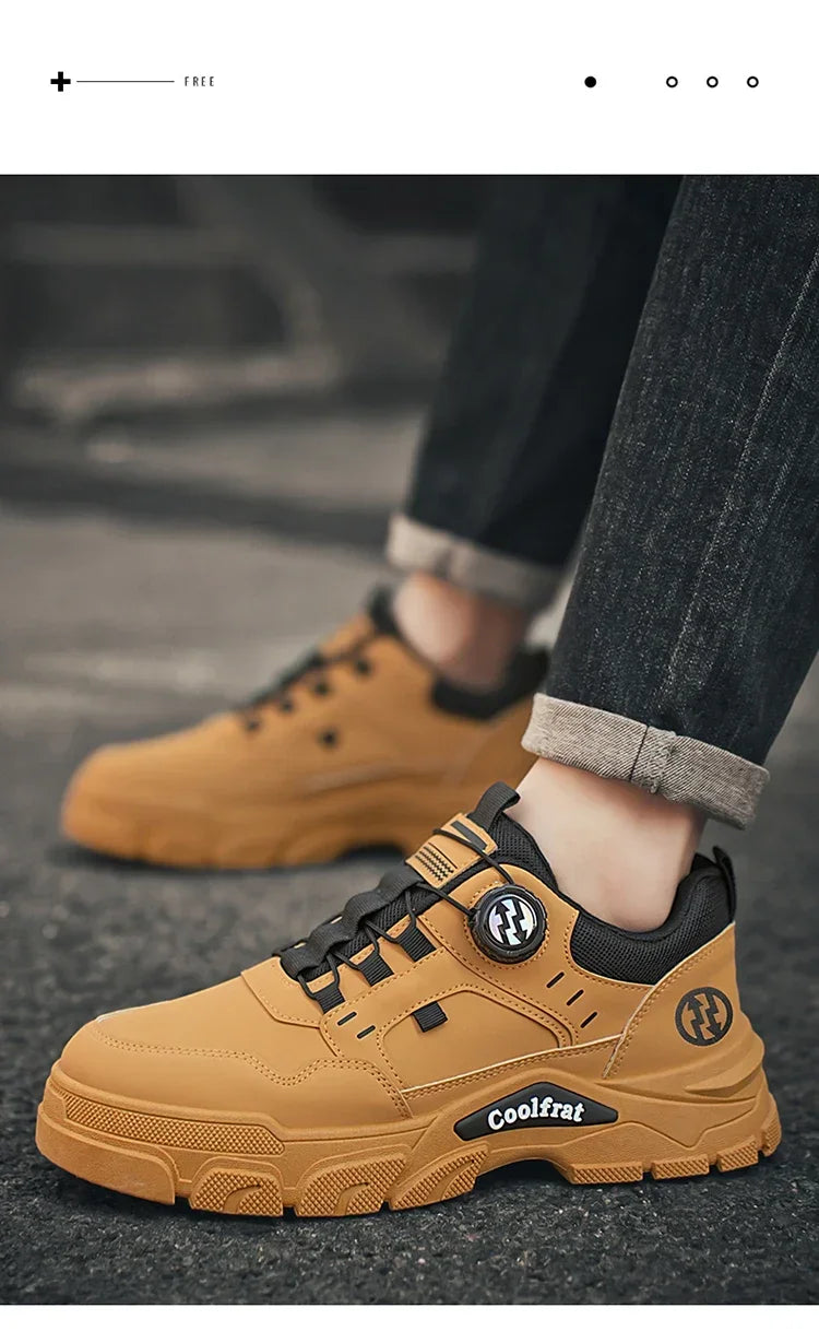 New Men's Shoes Low-top Rotating Buckle Sports Casual Trendy Outdoor Waterproof Work Shoes EVA Sole Rubber Zapatillas Hombre