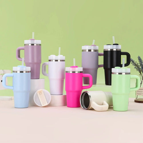 14oz New Double-layer Vacuum Car Cup Large Capacity 304 Stainless Steel Thermal Insulation Cup with Portable Handle Water Cup