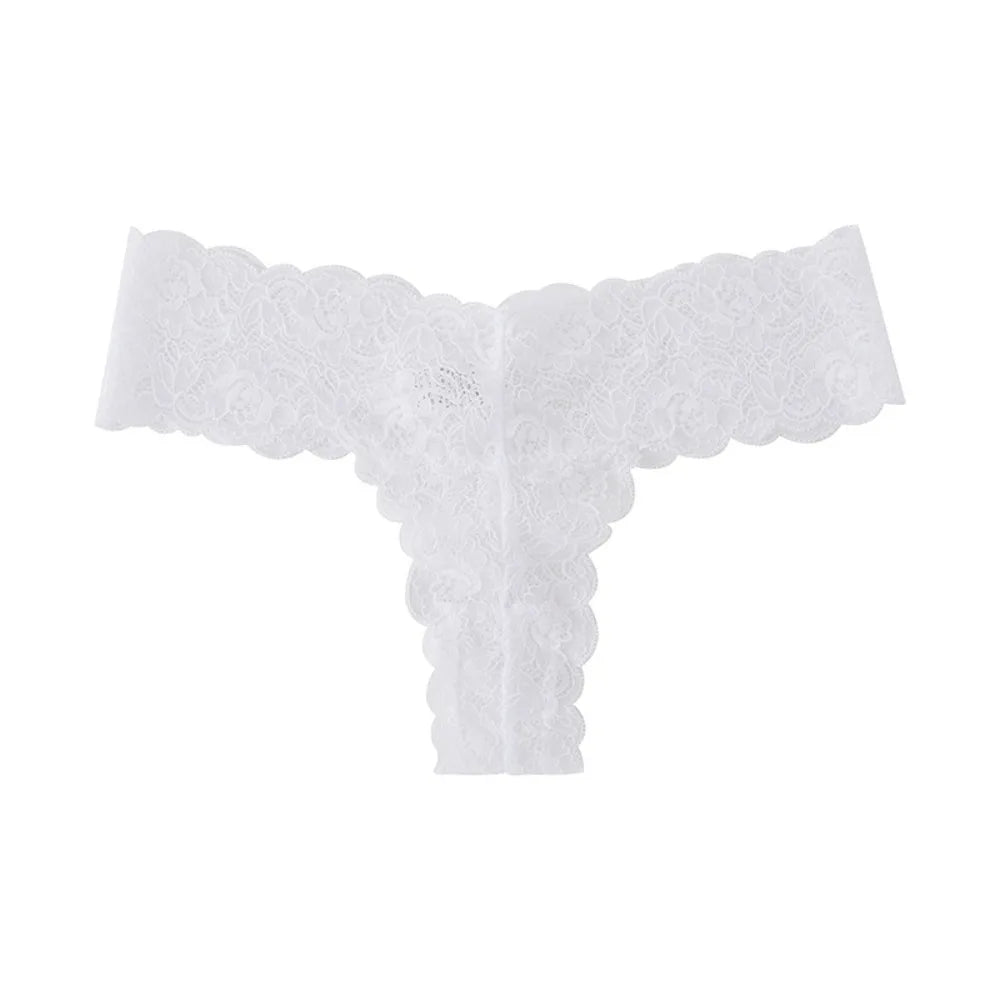 Lingerie Low Waist Lace Seamless Panties Thong Bow Underwear for Women Cotton Crotch Transparent Mesh Lace Briefs Lady