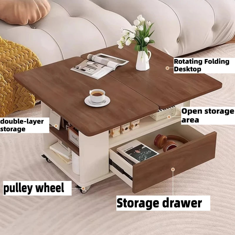 Folding Coffee Tables Multifunctional With Wheels Living Room Storage Side Tables Lounge Center Dining Table Hotel Furniture