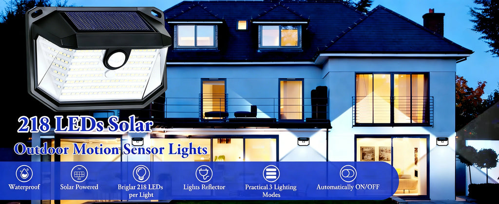 Solar Outdoor Lights Super Bright 218 LEDs Motion Sensor Wall Light Waterproof Solar Powered Security Light for Outdoor Lighting