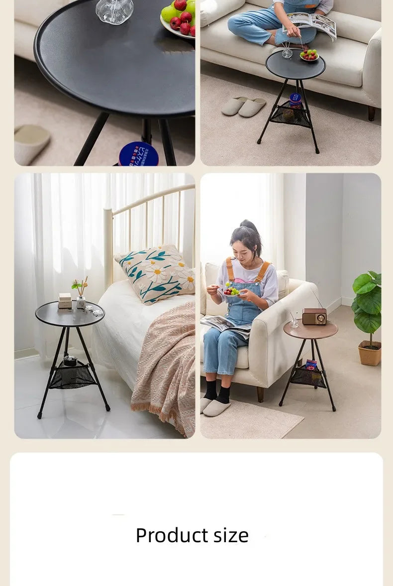 Telescopic Folding Round Table Outdoor Three-legged Dining Table Portable Aluminum Alloy Coffee Table Hike Picnic Liftable Table