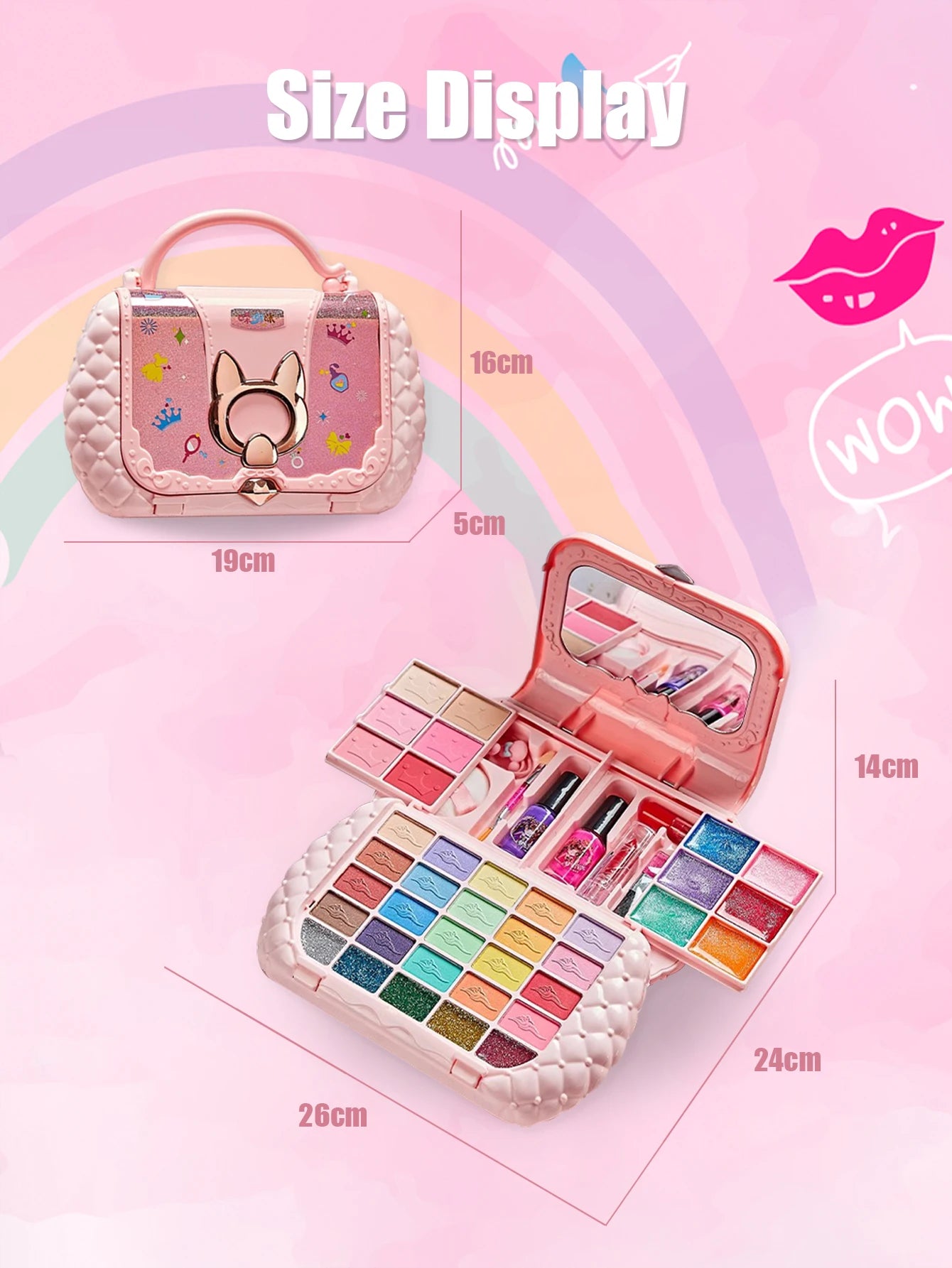 Children's cosmetics set, girl's mirror, princess, real washable, pretending to play with beauty toys, non-toxic and safe gift