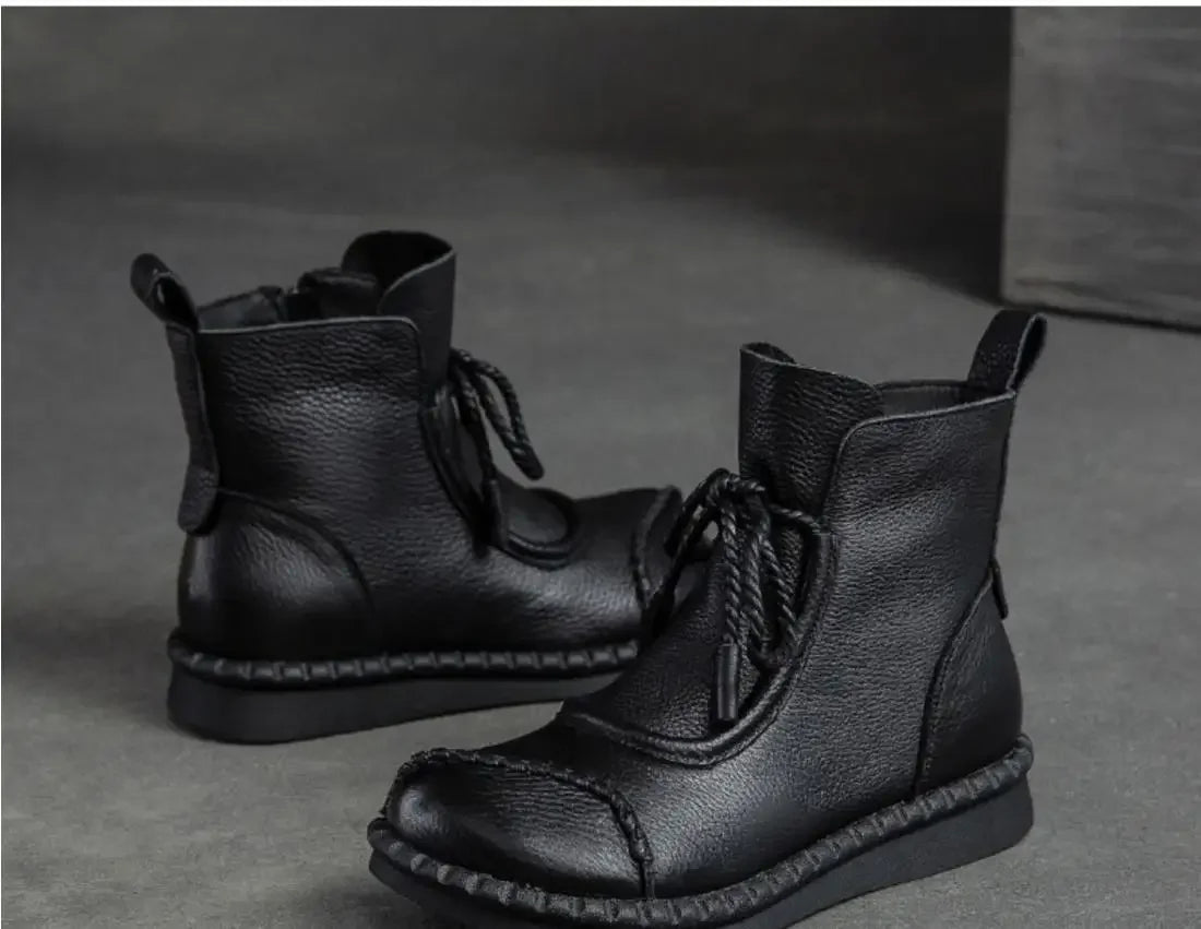 Shoes for Women  Cross-tied Ladies Boot Daily Boots Hot Sale Cotton Shoes Round Toe Comfortable Flat Shoes Women Ankle Boots