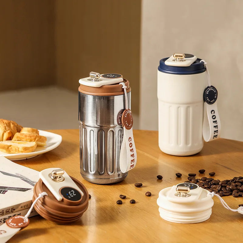 450ml Smart Thermos Bottle  Digital LED Display Temperature Coffee Cup Stainless Steel Vacuum Cup Business Portable Thermal Mug