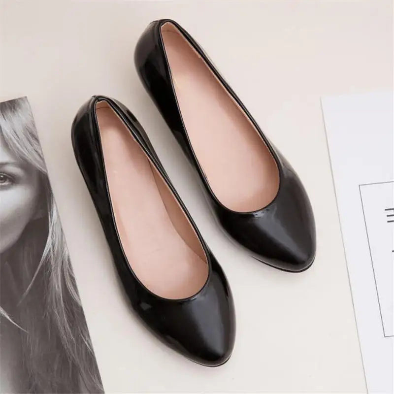 Women's Low Heeled Shoes with Pointed Toes and Shallow Mouth Seasonal Single Shoes Fashionable Thick Heeled Ladies Work Shoes