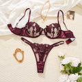 embroidered print pajama set - A set featuring a floral design suitable for women, a sexy bra ZA824031