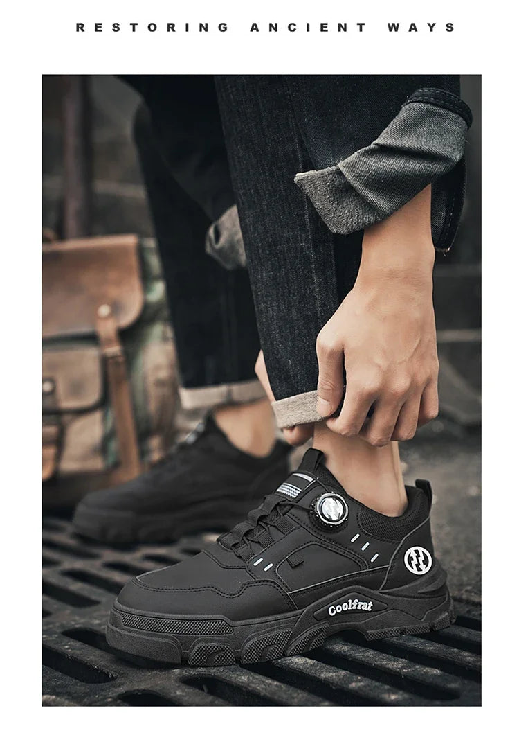 New Men's Shoes Low-top Rotating Buckle Sports Casual Trendy Outdoor Waterproof Work Shoes EVA Sole Rubber Zapatillas Hombre