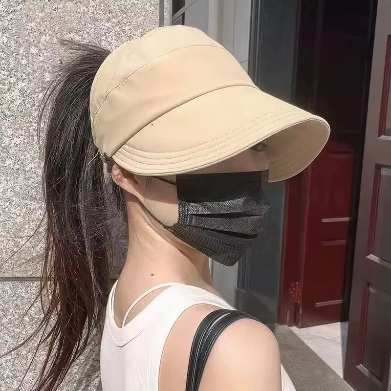 Summer Lightweight Style, Can Tie Up in A High Ponytail, Can Also Wear A Mask and A Sun Hat for Protection.