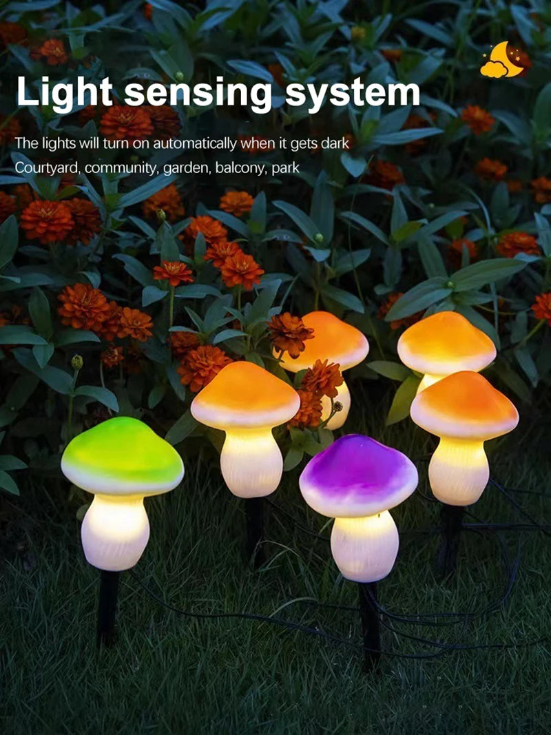 Solar Lights String Mushroom Lawn Fairy Lights LED Solar Lamps Outdoor For Garden Patio Terrace Path Landscape Decoration Lamps