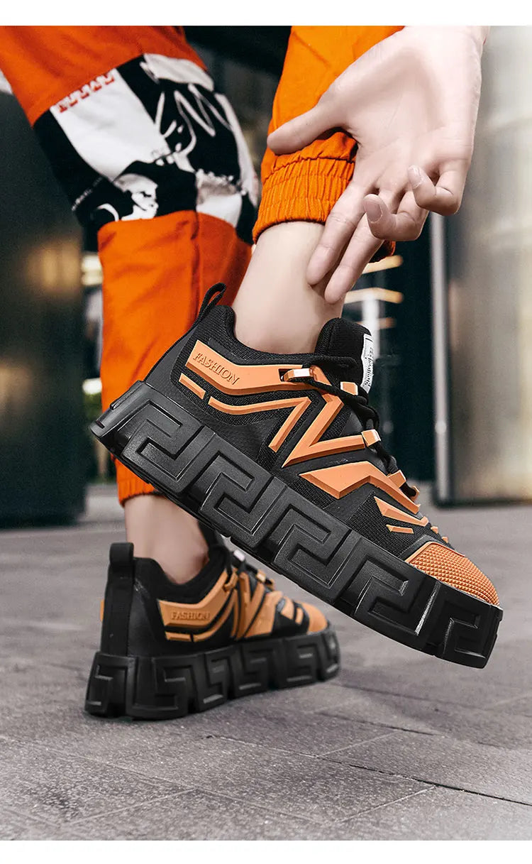 Men's Casual Sports Shoes, Fashionable Thick Soled Skateboarding Shoes, Trendy and Comfortable Men's Shoes Suitable for Outdoor