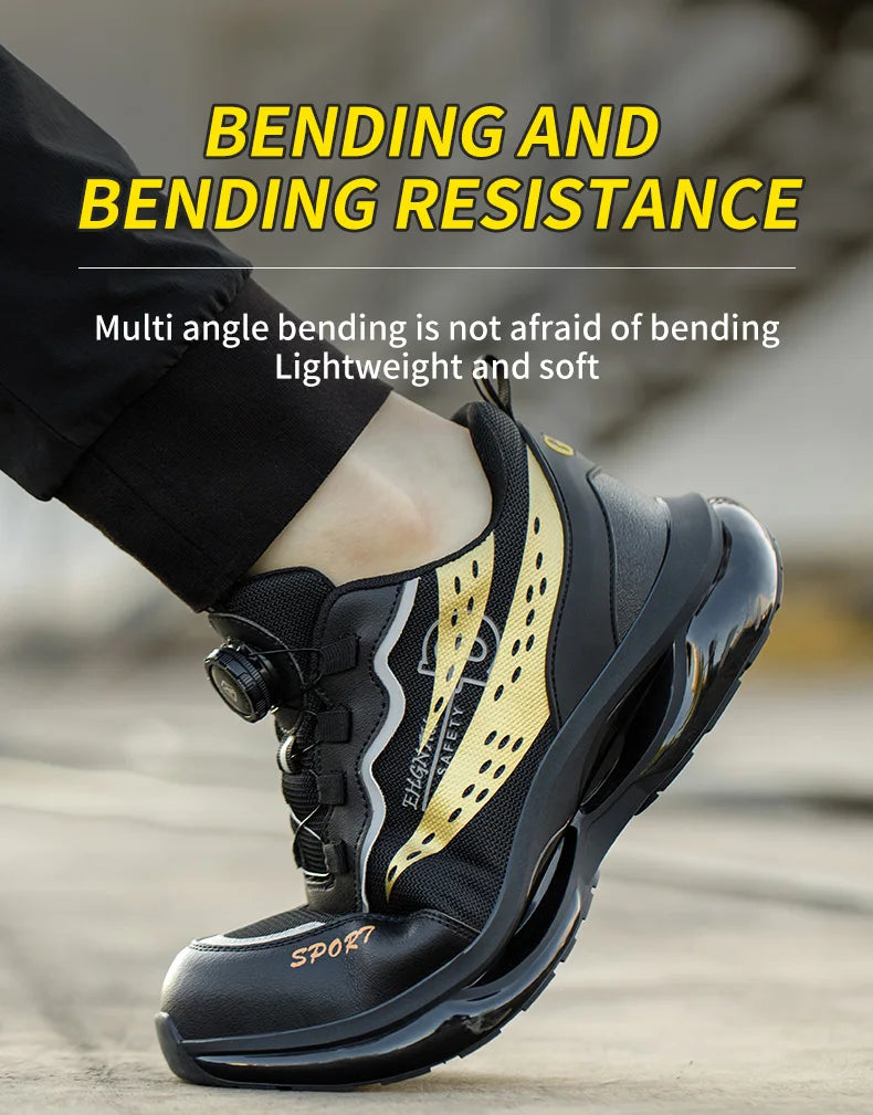 Steel Toe Safety Shoes Anti-smash Anti-Puncture Work Boots Men Slip Resistant Breathable Outdoor Work Indestructible Shoes
