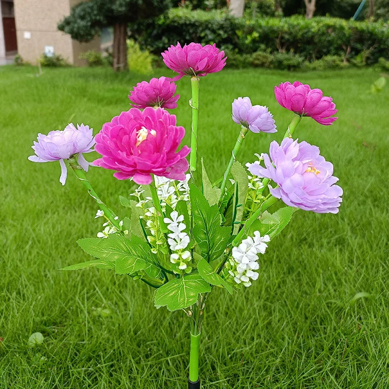 Solar LED lights, snow lotus flower lawn lamp, outdoor waterproof yard lights, garden courtyard,holiday party decoration
