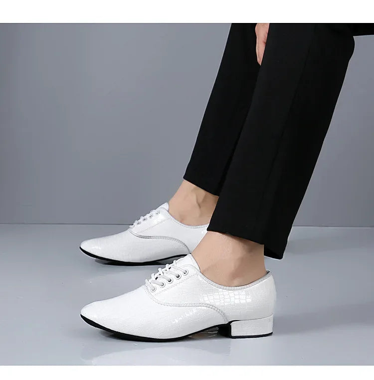 Male Big Size White Dance Shoes Men Soft Leather Latin Shoes Man Jazz Waltz Ballroom Dancing Yoga Train Sneakers Stage Footwear