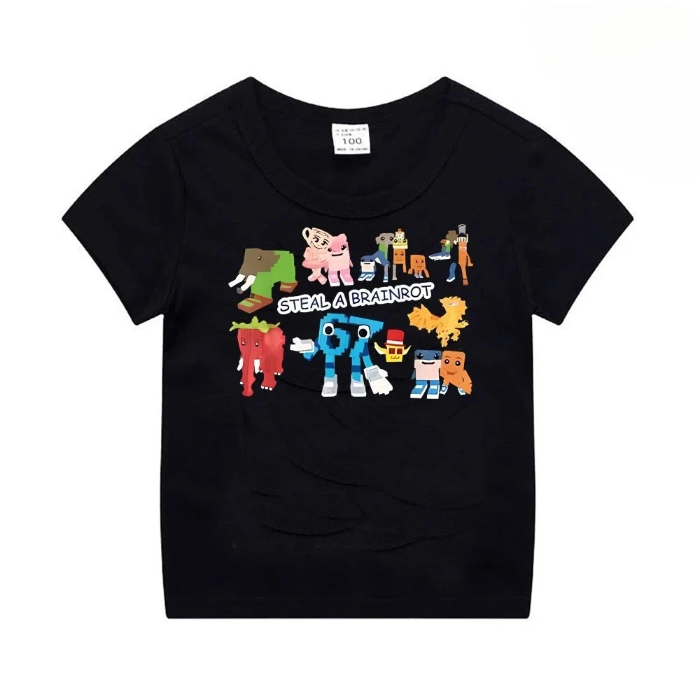 Summer 67 Number Children T-Shirt Funny Short Sleeve Tee Loose Cotton Comfortable Boys Girls Top Streetwear Fashion Kids Clothes