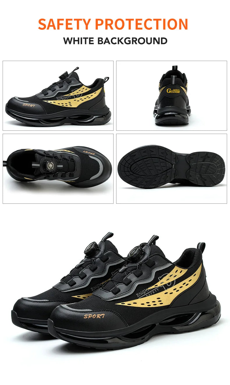 Steel Toe Safety Shoes Anti-smash Anti-Puncture Work Boots Men Slip Resistant Breathable Outdoor Work Indestructible Shoes