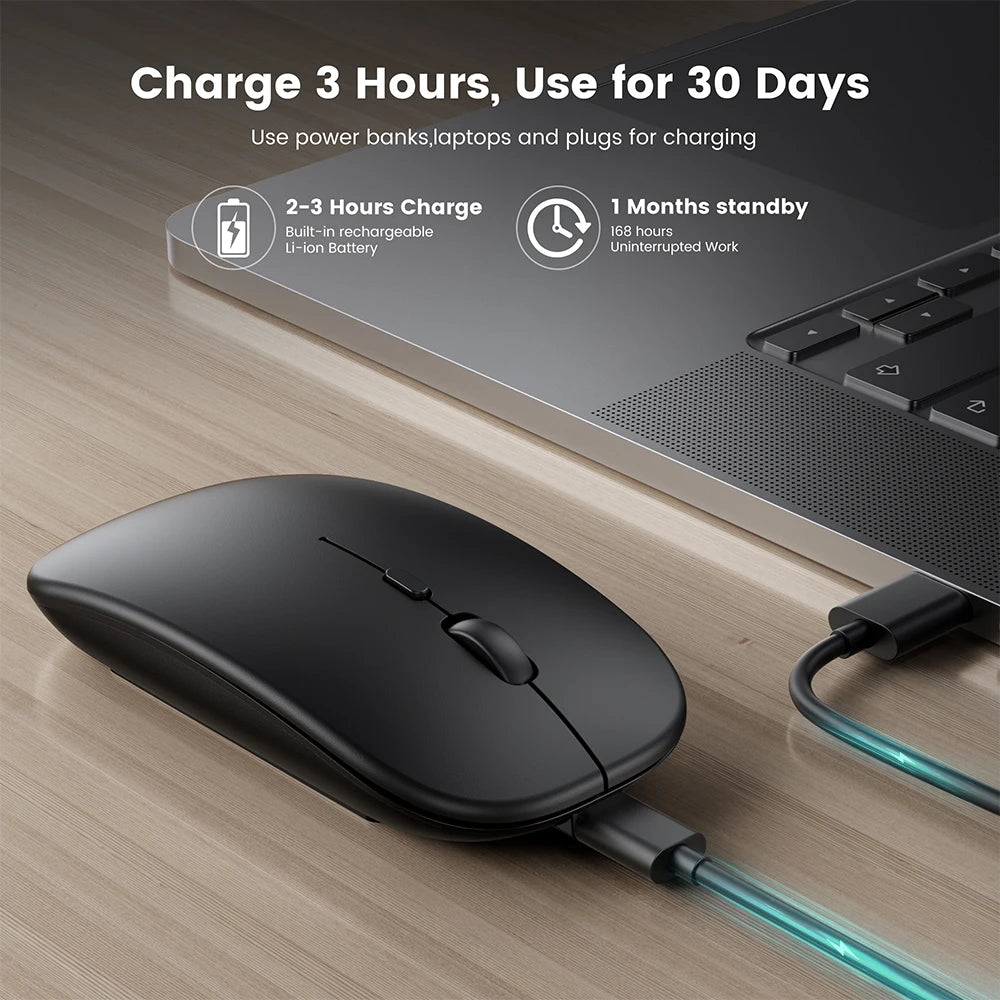Wireless Bluetooth Mouse 2.4GHz Dual Modes RGB Rechargable Quiet Slim Wireless Mice Compatible For PC iPad Laptop PC Computer