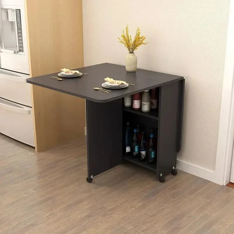 Folding Dining Table for Home Use, Small Apartment, Simple Multi-Functional Mobile Rectangular Dining Table
