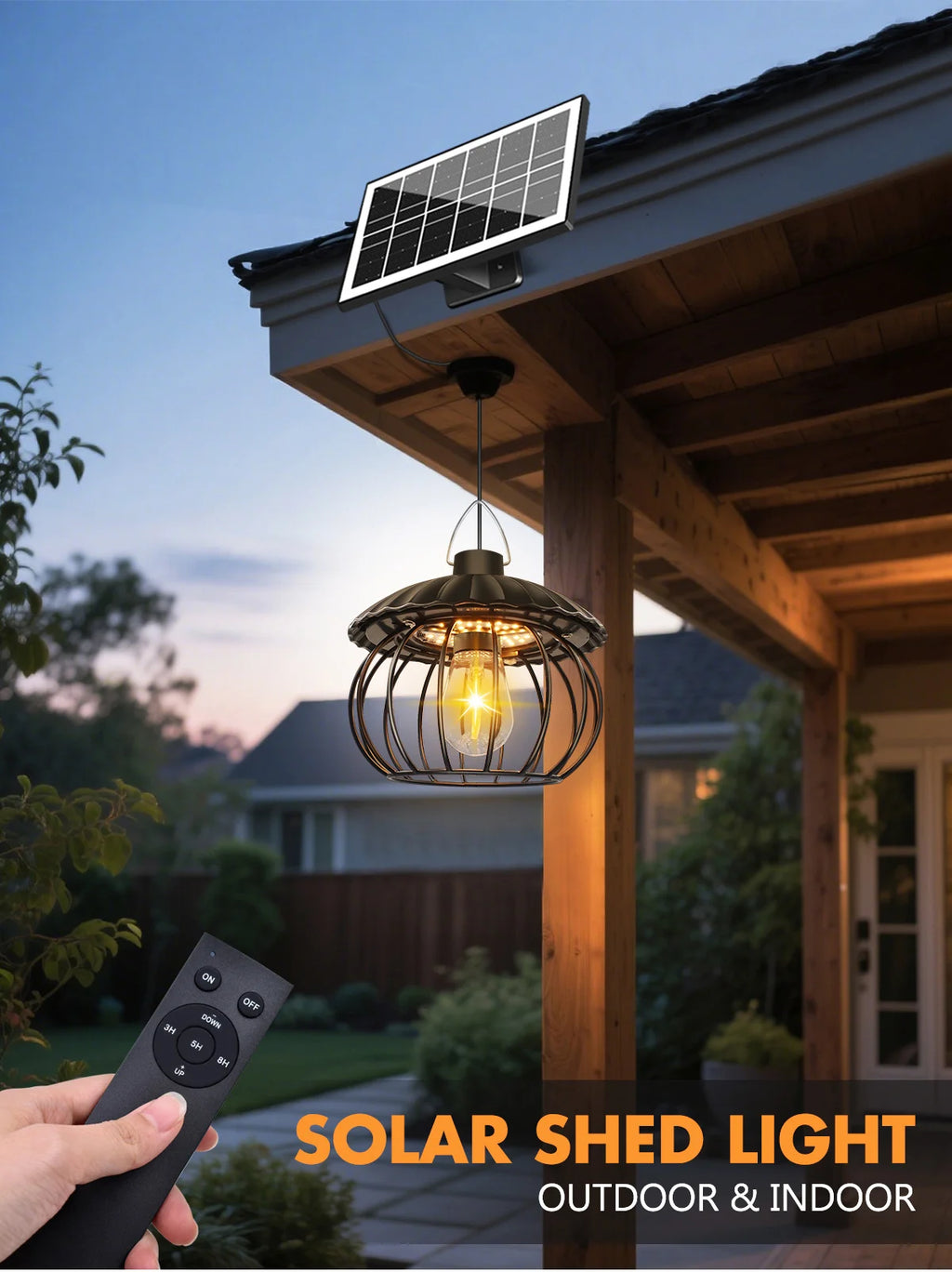 Solar Shed Light Outdoor Solar Pendant Light Indoor Outdoor Motion Sensor Timer Waterproof Gazebo Yard Garage Patio Chicken Coop