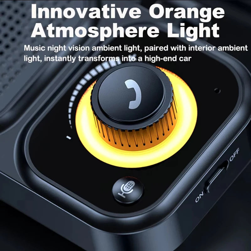 Bluetooth 5.4 Speaker Handsfree Car Kit Sun Visor Clip Wireless Audio Receiver Speakerphone Loud Music Player with Ambient Light