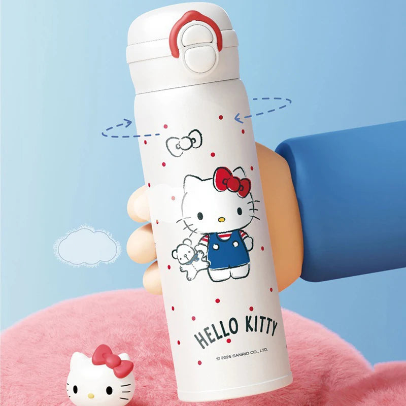 X&W Sanrio Thermal Cup Insulated Mug Kuromi Thermos Cups 316 Stainless Steel Double Drinking Straw Cup Portable Water Bottles