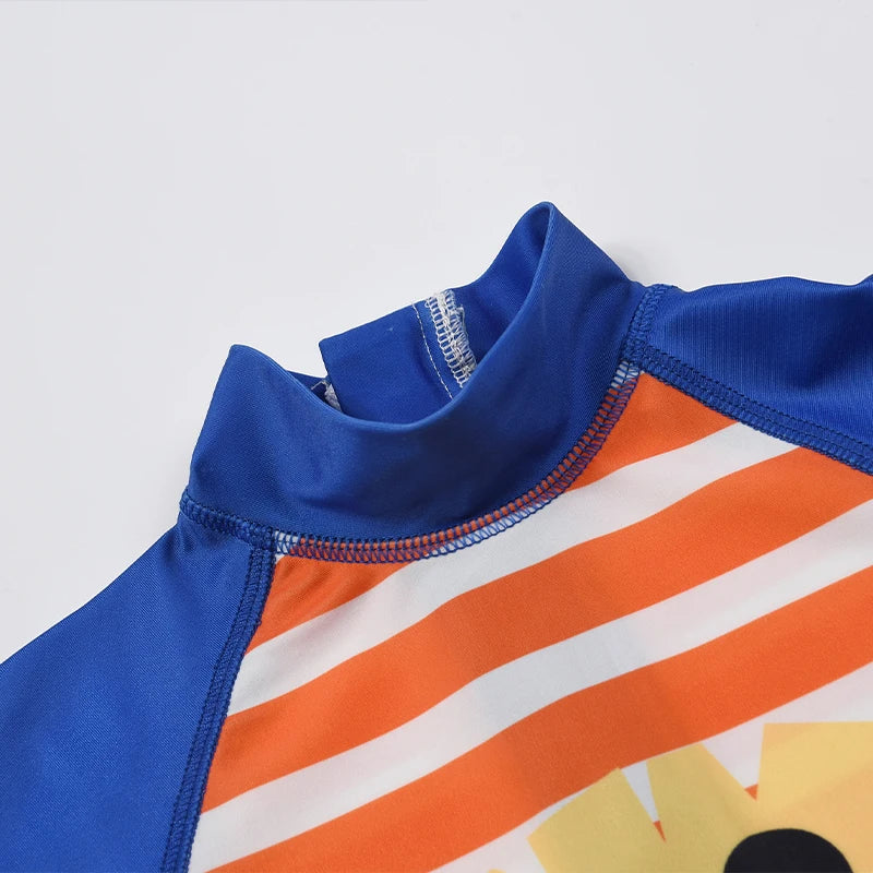 Summer Baby boy Short Sleeved Swimwear Sunscreen High Elasticity Cartoon Printing Cute And Cool Out Doors Swimming Pool  Parti