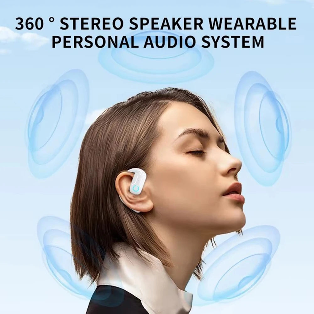 Bluetooth 5.4 Open 180° Rotation Wireless Business Headset With Mic Air Conduction Ear-hook Touch Control Sports Hifi Earphone