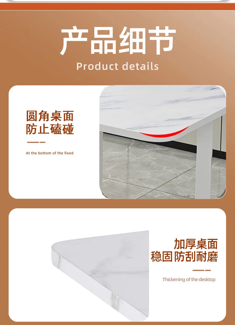 Folding Dining Table For Small Household Multifunctional Folding Rock Board Table Rectangular Living Room Movable Dining Table
