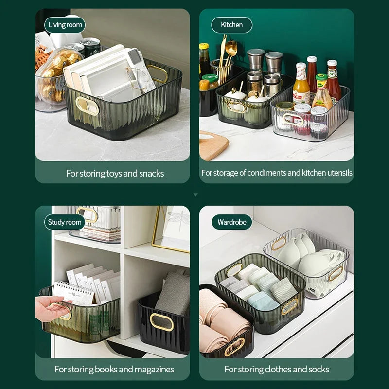 Cosmetics Box Desktop Storage Drawer Stackable Storage Box with Handle Makeup Organizers Basket Poatable Sundries Acrylic Rack