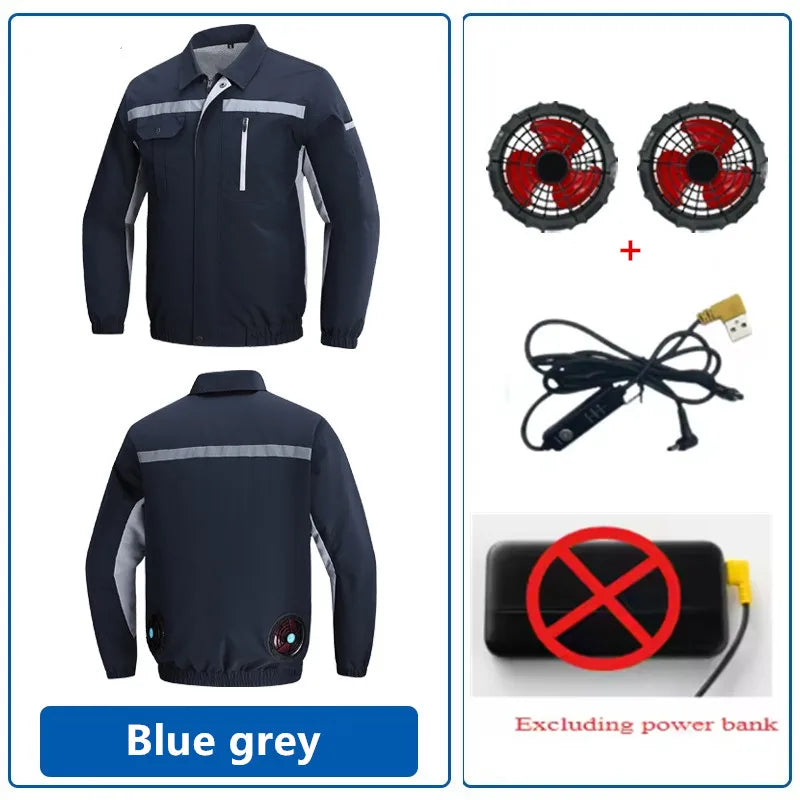New Loose Cooling Work Clothes For Both Men And Women Summer Sun Protection Jacket Air Conditioning Suit With Two Fans Clothing