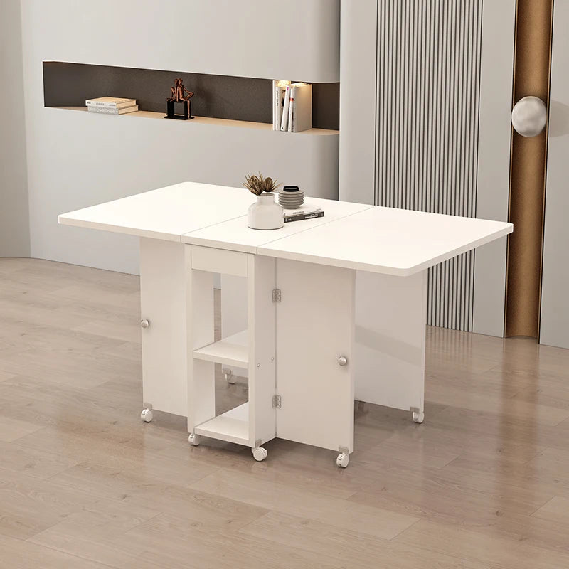 Folding White Dining Table Multifunction Family Waterproof Space Saving Dining Table Design Simple Mesas De Jantar Furnitures