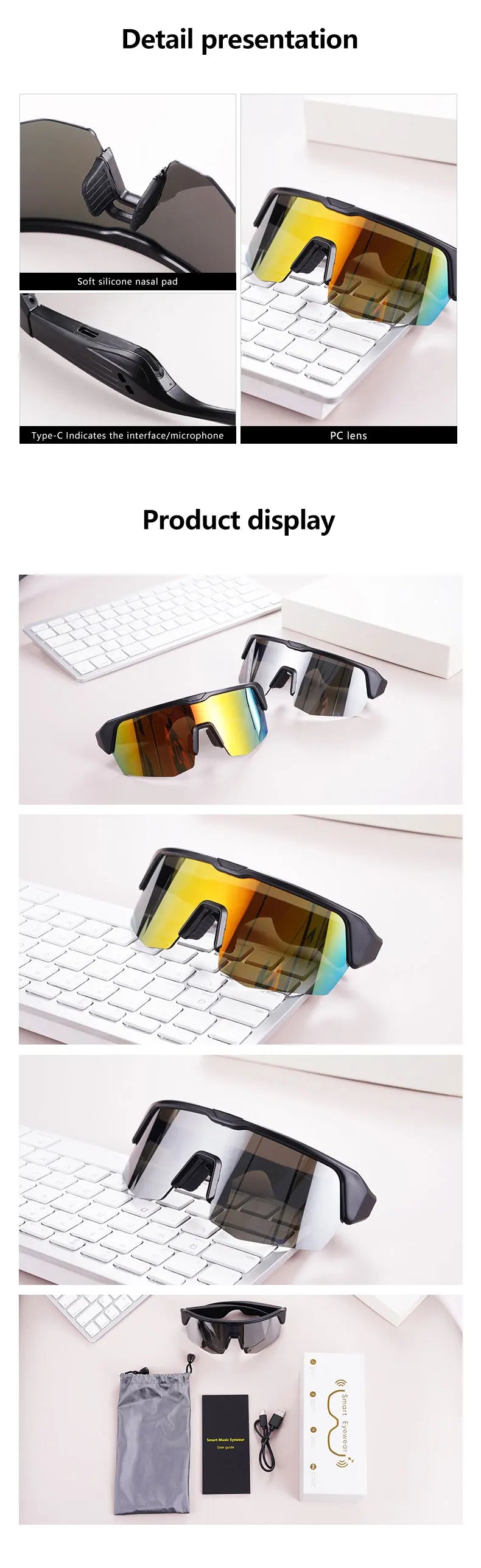 Cycling Bluetooth Smart Glasses Technology Audio Call Remote Headset Sunglasses Sports Driving Music Earbuds Headphones