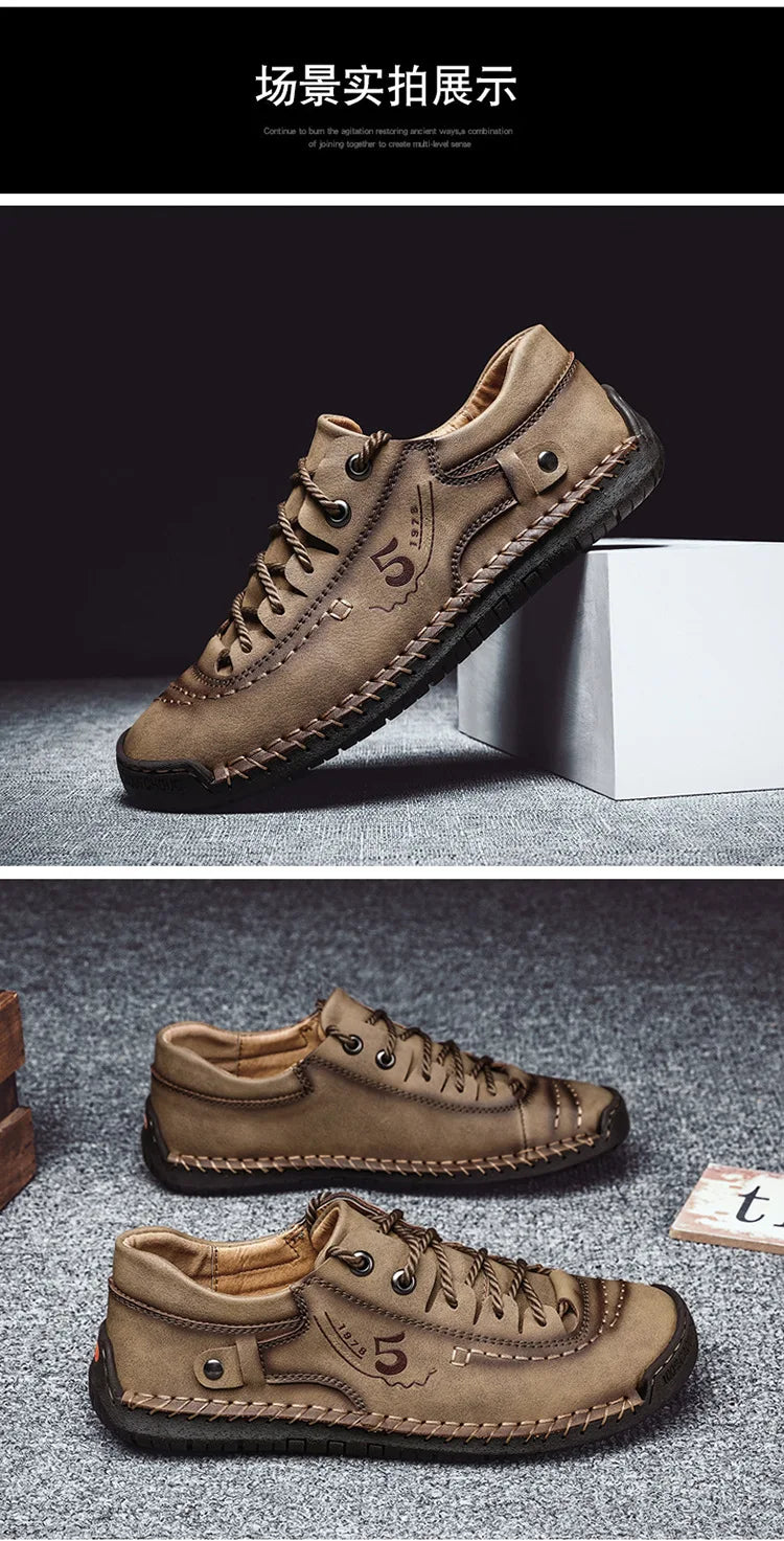 Shoes for Men Leather Casual Shoes Fashion Soft Homme Outdoor Comfortable High Quality Classic Ankle Non-slip Flats