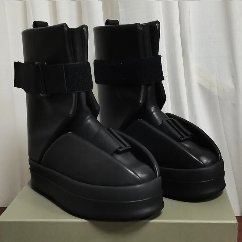 25ss Men Chelsea Boots Platform High Top Man Sneakers Gothic Heels Leather Luxury Vintage Trendy Designer Shoes Black