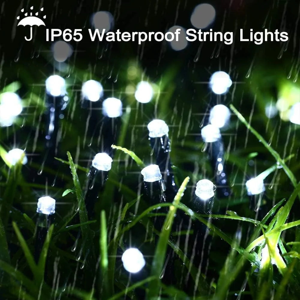 Solar Christmas Lights Solar String Lights Outdoor Waterproof Green Wire with 8 Modes Christmas Tree Lights Garden Lawn Decor